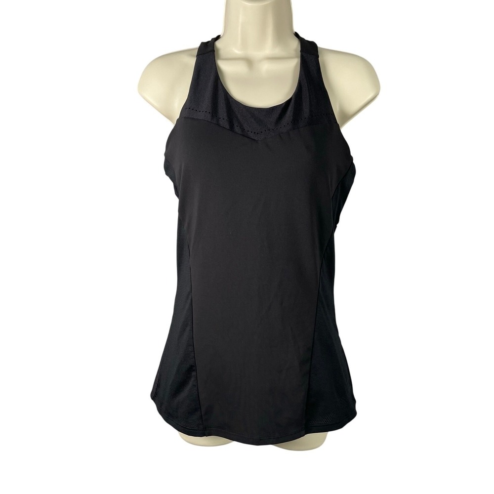 Fabletics Tank Womens Small Black Alba Gym Yoga Built-in Bra Perforated Shine